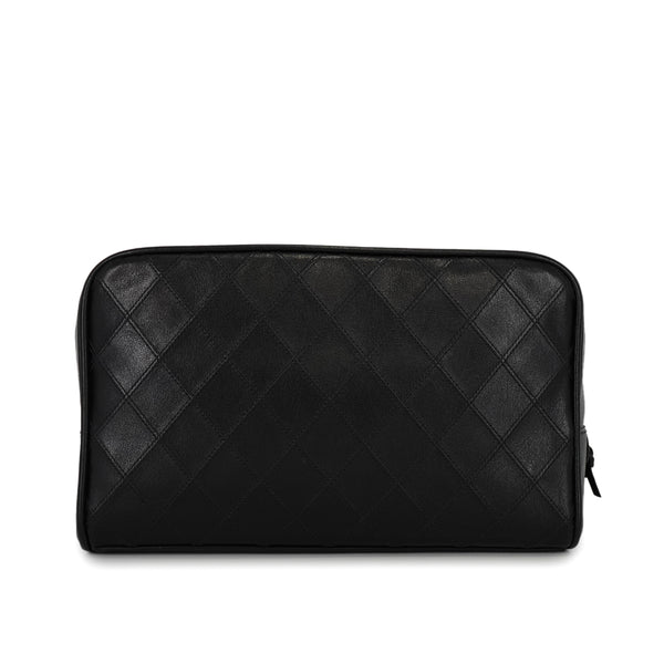VINTAGE CHANEL BICOLORE POUCH BLACK LEATHER GOLD HARDWARE 90338389