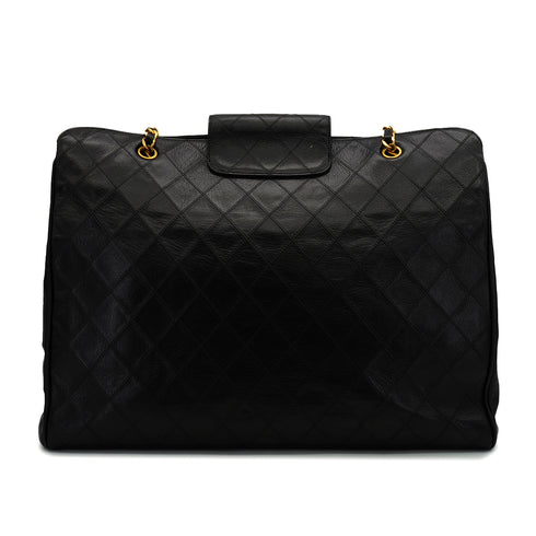 VINTAGE CHANEL BICOLORE SUPER MODEL CHAIN TOTE BAG BLACK LAMB SKIN GOLD HARDWARE 90342581