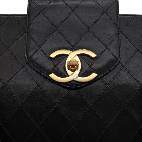 VINTAGE CHANEL BICOLORE SUPER MODEL CHAIN TOTE BAG BLACK LAMB SKIN GOLD HARDWARE 90342581