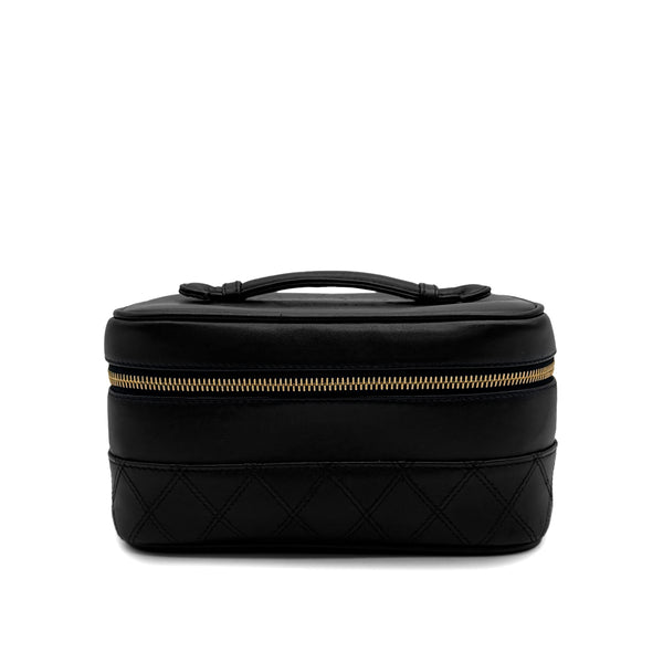 VINTAGE CHANEL BICOLORE VANITY HAND BAG BLACK LAMB SKIN 90316892