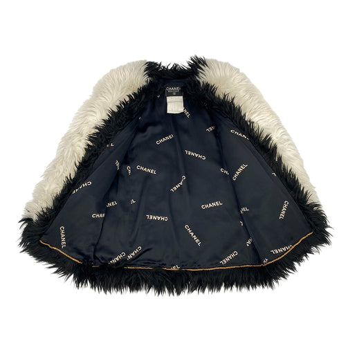 VINTAGE CHANEL BICOLOR FANTASY FUR COAT WHITE BLACK RTW 90319627