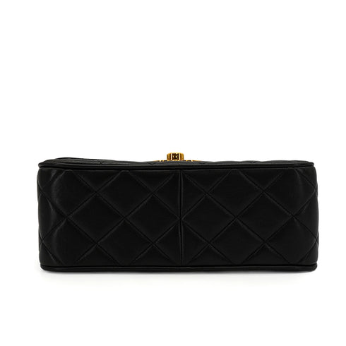 VINTAGE CHANEL BIC COCO CHAIN SHOULDER BAG BLACK LAMB SKIN GOLD HARDWARE 90345065