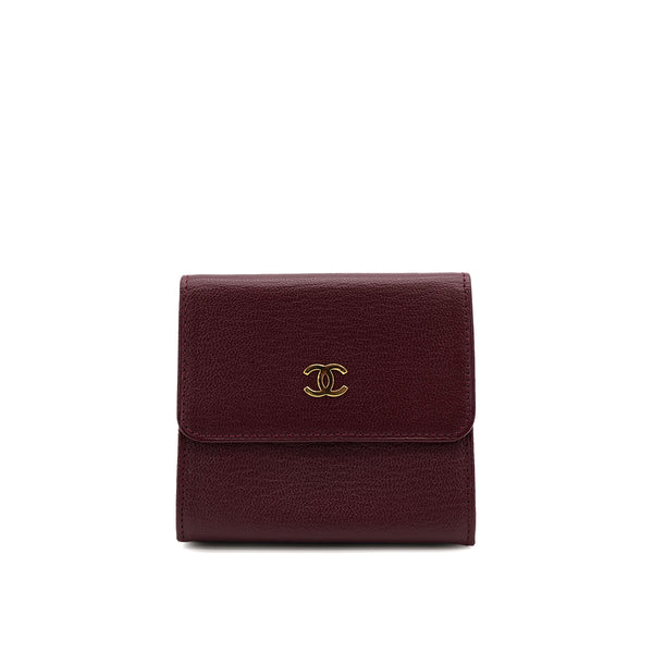 VINTAGE CHANEL BIFOLD COMPACT WALLET BORDEAUX LEATHER 90319977