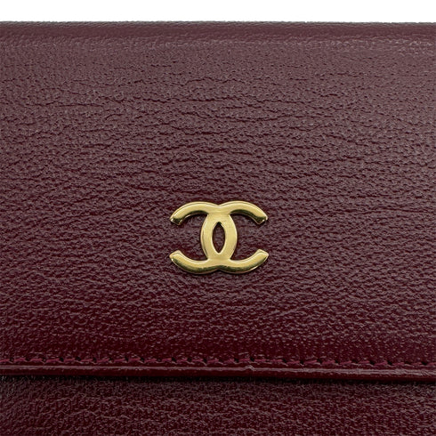 VINTAGE CHANEL BIFOLD COMPACT WALLET BORDEAUX LEATHER 90319977