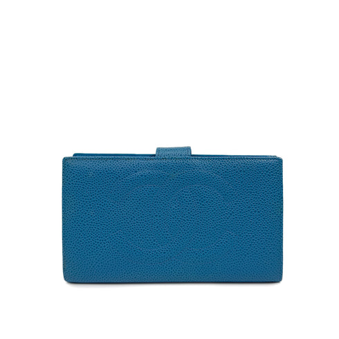 VINTAGE CHANEL BIFOLD LONG WALLET COCOMARK BLUE CAVIAR SKIN 90318518