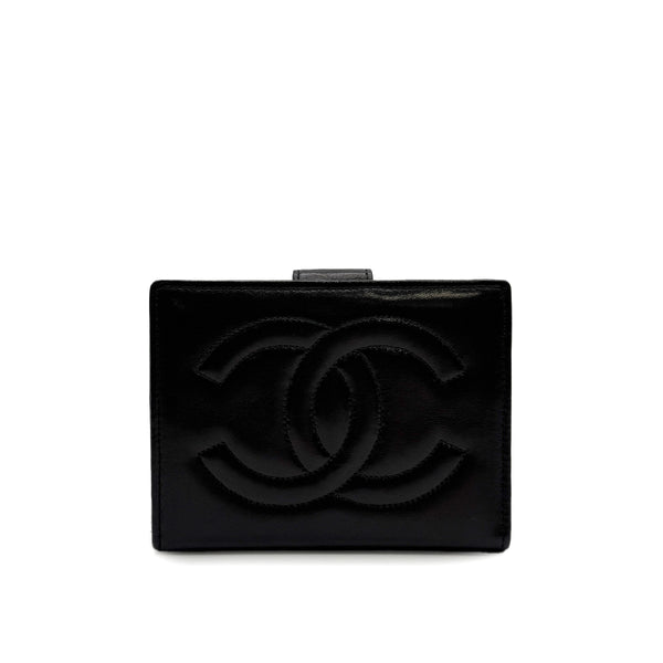 VINTAGE CHANEL BIG COCO BIFOLD COMPACT WALLET BLACK LAMB SKIN 90319141