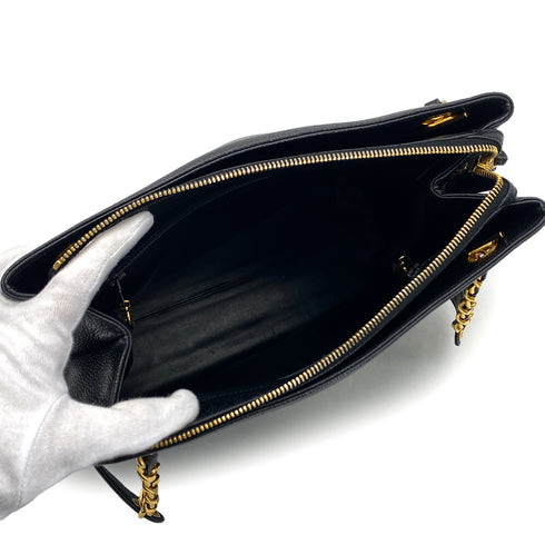 VINTAGE CHANEL BIG COCO CHAIN SHOULDER BAG BLACK CAVIAR SKIN GOLD HARDWARE 90326724