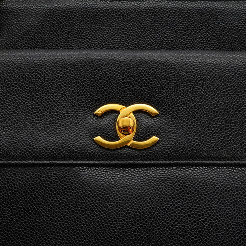 VINTAGE CHANEL BIG COCO CHAIN SHOULDER BAG BLACK CAVIAR SKIN GOLD HARDWARE 90335154