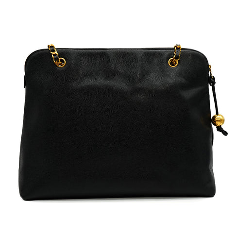 VINTAGE CHANEL BIG COCO CHAIN SHOULDER BAG BLACK CAVIAR SKIN GOLD HARDWARE 90335304