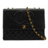 VINTAGE CHANEL BIG COCO CHAIN SHOULDER BAG BLACK LAMB SKIN GOLD HARDWARE 90341831