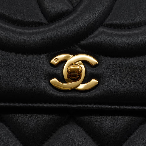 VINTAGE CHANEL BIG COCO CHAIN SHOULDER BAG BLACK LAMB SKIN GOLD HARDWARE 90341831