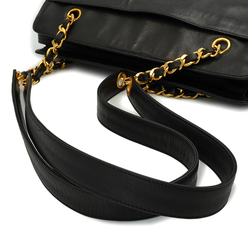 VINTAGE CHANEL BIG COCO CHAIN SHOULDER BAG BLACK LAMB SKIN GOLD HARDWARE 90344382