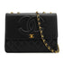 VINTAGE CHANEL BIG COCO CHAIN SHOULDER BAG BLACK LEATHER GOLD HARDWARE 90325334