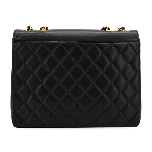 VINTAGE CHANEL BIG COCO CHAIN SHOULDER BAG BLACK LEATHER GOLD HARDWARE 90325334