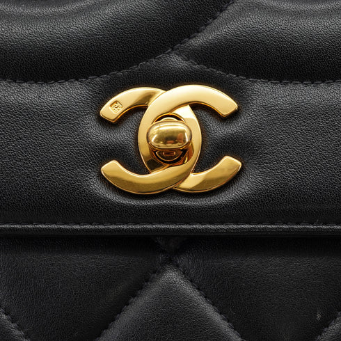 VINTAGE CHANEL BIG COCO CHAIN SHOULDER BAG BLACK LEATHER GOLD HARDWARE 90325334