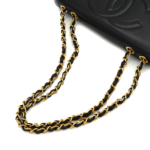 VINTAGE CHANEL BIG COCO CHAIN SHOULDER BAG BLACK LEATHER GOLD HARDWARE 90325334