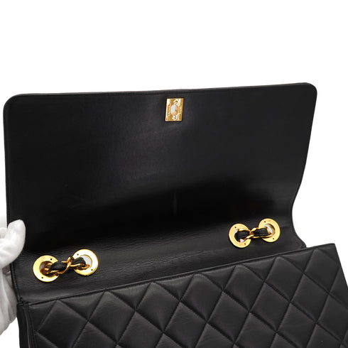 VINTAGE CHANEL BIG COCO CHAIN SHOULDER BAG BLACK LEATHER GOLD HARDWARE 90325334