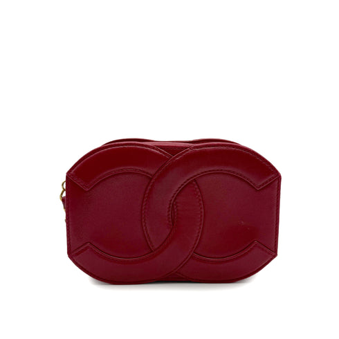 VINTAGE CHANEL BIG COCO CHAIN SHOULDER BAG RED LAMB SKIN GOLD HARDWARE 90314395