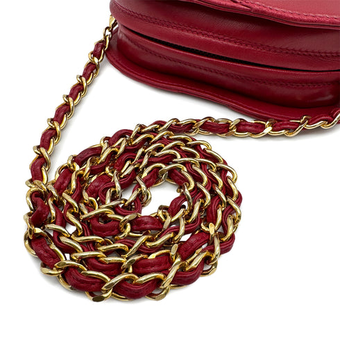 VINTAGE CHANEL BIG COCO CHAIN SHOULDER BAG RED LAMB SKIN GOLD HARDWARE 90314395