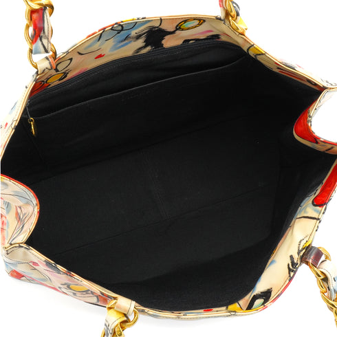 VINTAGE CHANEL BIG COCO CHAIN TOTE BAG MULTICOLOR COATED CANVAS HAWAII LIMITED EDITION GOLD HARDWARE 90343966