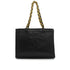 VINTAGE CHANEL BIG COCO CHAIN TOTE SHOULDER BAG BLACK LEATHER GOLD HARDWARE 90345505