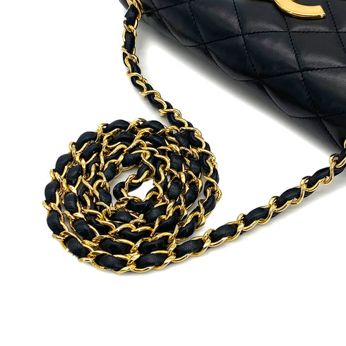 VINTAGE CHANEL BIG COCO MATELASSE CHAIN SHOULDER BAG BLACK LAMB SKIN GOLD HARDWARE 90315874