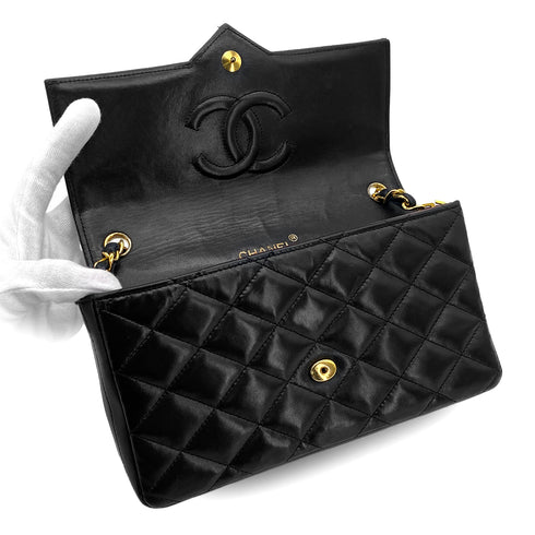 VINTAGE CHANEL BIG COCO MATELASSE CHAIN SHOULDER BAG BLACK LAMB SKIN GOLD HARDWARE 90315874