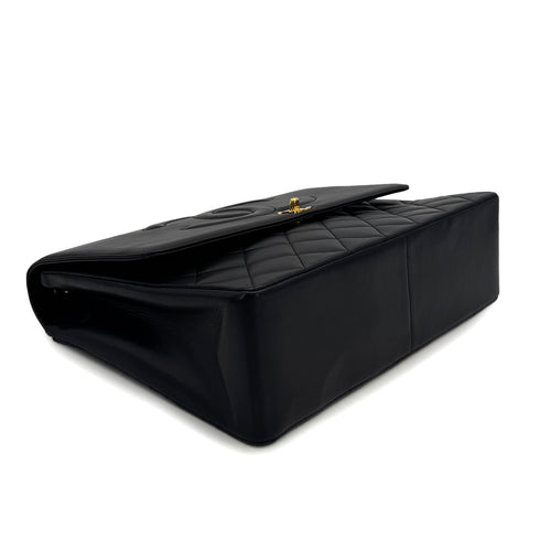 VINTAGE CHANEL BIG COCO MATELASSE CHAIN SHOULDER BAG BLACK LAMB SKIN GOLD HARDWARE 90317852