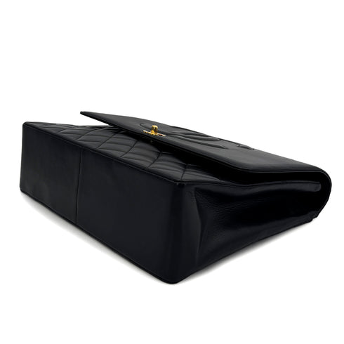 VINTAGE CHANEL BIG COCO MATELASSE CHAIN SHOULDER BAG BLACK LAMB SKIN GOLD HARDWARE 90317852