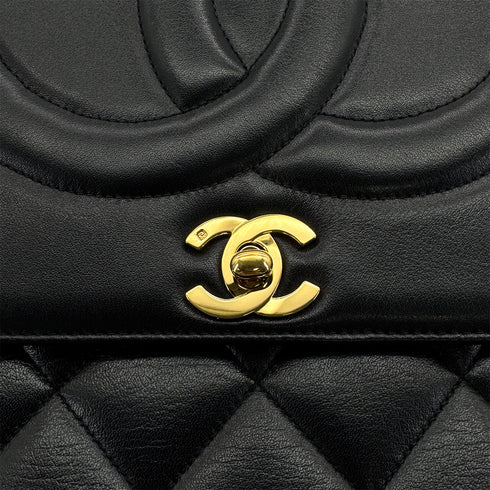 VINTAGE CHANEL BIG COCO MATELASSE CHAIN SHOULDER BAG BLACK LAMB SKIN GOLD HARDWARE 90317852