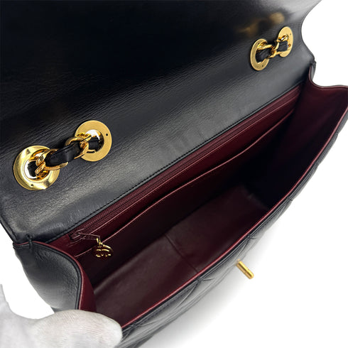 VINTAGE CHANEL BIG COCO MATELASSE CHAIN SHOULDER BAG BLACK LAMB SKIN GOLD HARDWARE 90317852