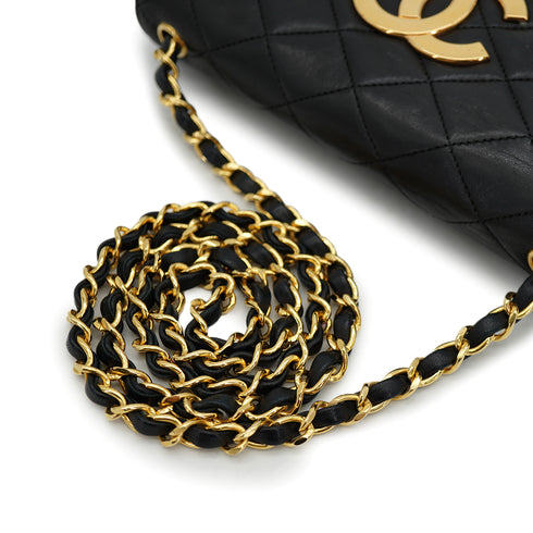 VINTAGE CHANEL BIG COCO MATELASSE CHAIN SHOULDER BAG BLACK LAMB SKIN GOLD HARDWARE 90324750