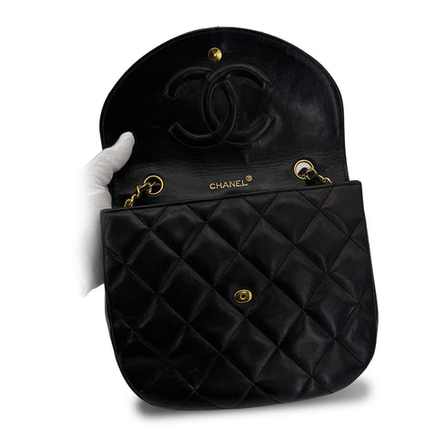 VINTAGE CHANEL BIG COCO MATELASSE CHAIN SHOULDER BAG BLACK LAMB SKIN GOLD HARDWARE 90324132