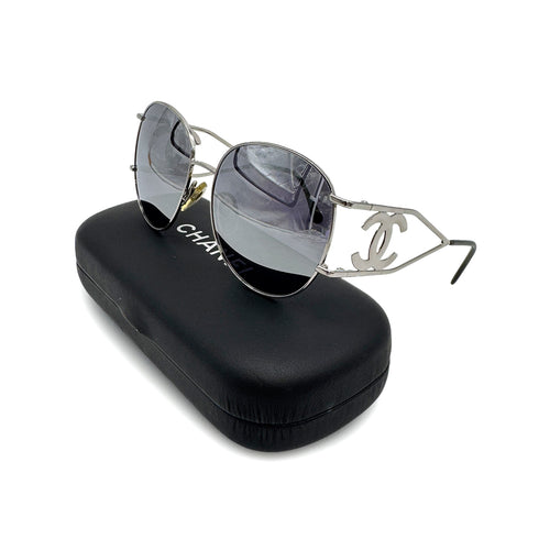 VINTAGE CHANEL BIG COCO SUNGLASSES SILVER EYEWEAR 90329020