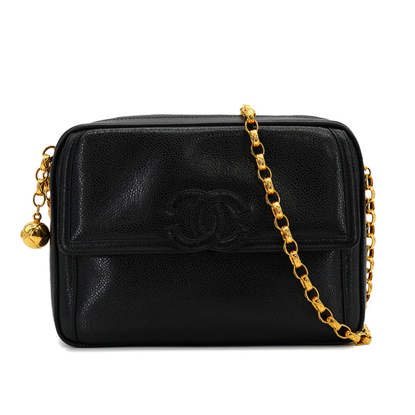 VINTAGE CHANEL BIJOU CHAIN SHOULDER BAG BLACK CAVIAR SKIN GOLD HARDWARE 90327410