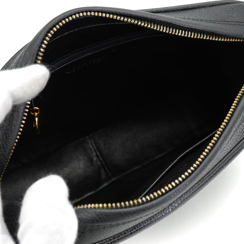 VINTAGE CHANEL BIJOU CHAIN SHOULDER BAG BLACK CAVIAR SKIN GOLD HARDWARE 90327410