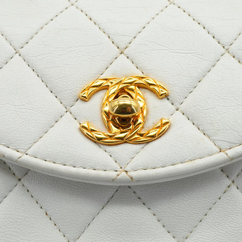 VINTAGE CHANEL BIJOU CHAIN SHOULDER BAG WHITE LAMB SKIN GOLD HARDWARE 90348217
