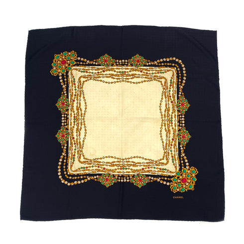 VINTAGE CHANEL BIJOU PATTERN SCARF MULTICOLOR SILK 90313878