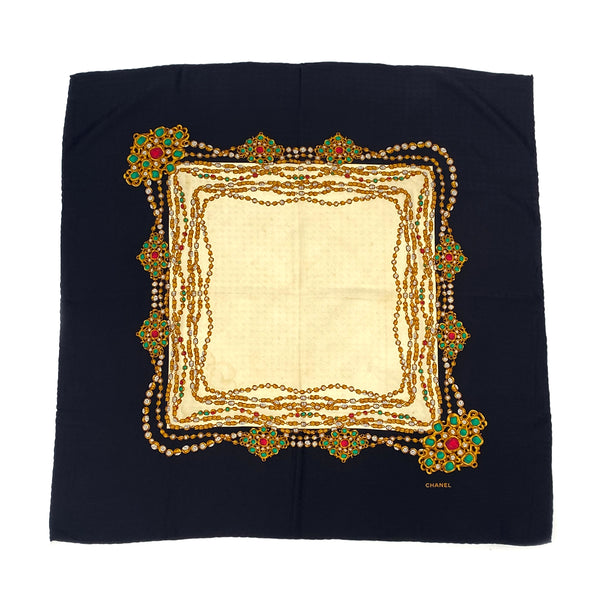 VINTAGE CHANEL BIJOU PATTERN SCARF MULTICOLOR SILK 90313878