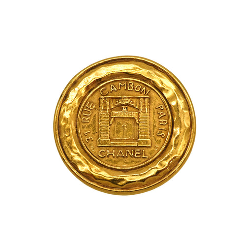 VINTAGE CHANEL BROOCH 31 RUE CAMBON LOGO ROUND GOLD ACCESSORY 90338275