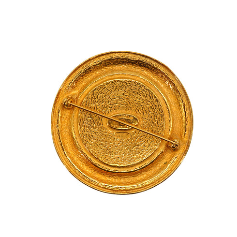 VINTAGE CHANEL BROOCH 31 RUE CAMBON LOGO ROUND GOLD ACCESSORY 90338275
