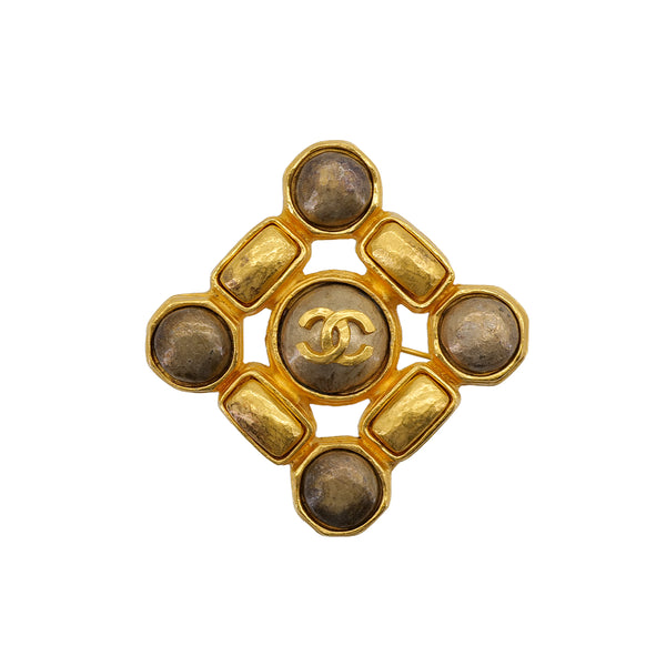 VINTAGE CHANEL BROOCH COCOMARK COLOR STONE GOLD ACCESSORY 97A 90322128