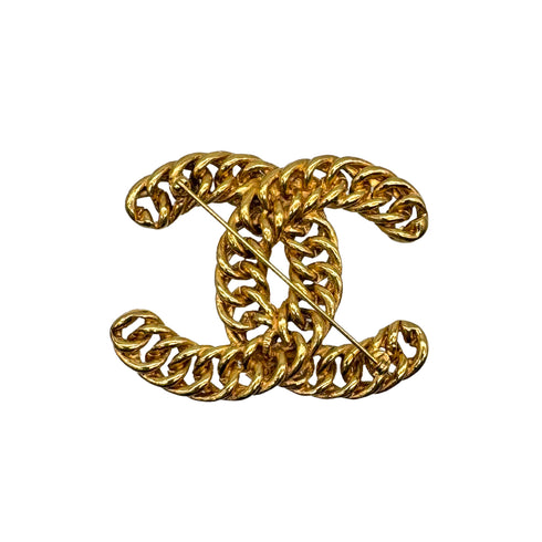 VINTAGE CHANEL BROOCH COCOMARK CHAIN GOLD ACCESSORY 90313677