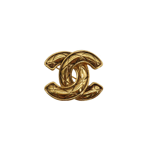 VINTAGE CHANEL BROOCH COCOMARK MATELASSE GOLD ACCESSORY 90339131