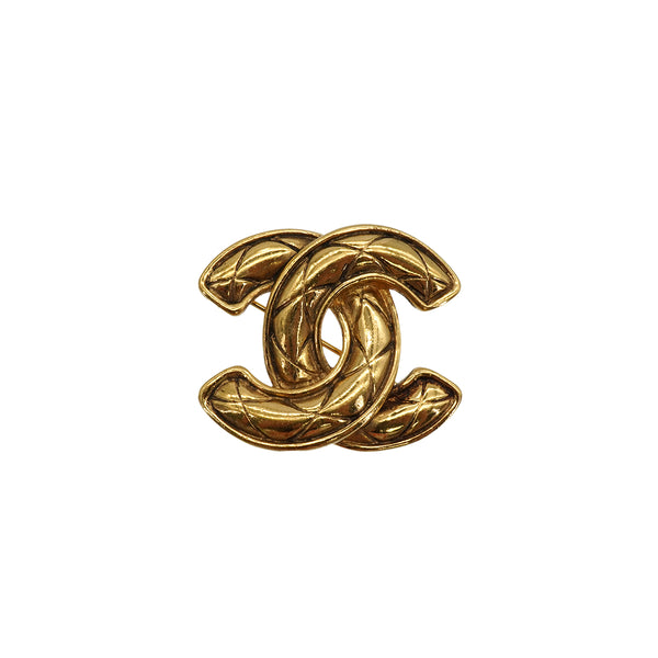VINTAGE CHANEL BROOCH COCOMARK MATELASSE GOLD ACCESSORY 90339131