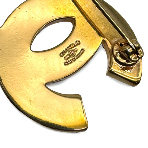 VINTAGE CHANEL BROOCH COCOMARK RHINESTONE GOLD PINK ACCESSORY 02P 90313676