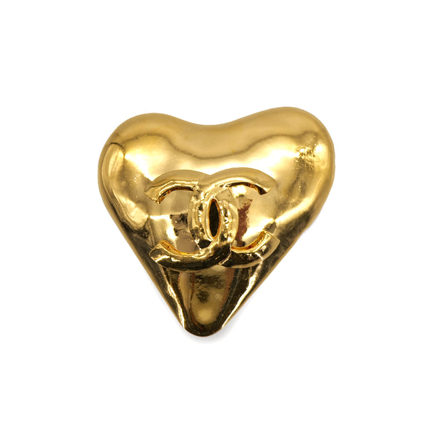 VINTAGE CHANEL BROOCH HEART COCOMARK GOLD ACCESSORY 93P 90319949