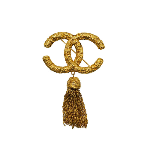 VINTAGE CHANEL BROOCH LAVA COCOMARK FRINGE GOLD ACCESSORY 93A 90339678