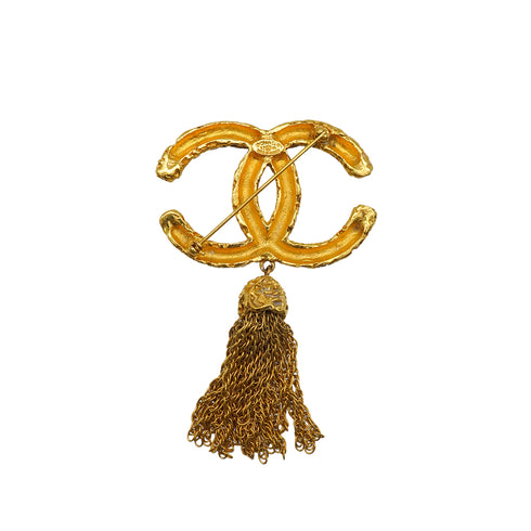 VINTAGE CHANEL BROOCH LAVA COCOMARK FRINGE GOLD ACCESSORY 93A 90339678