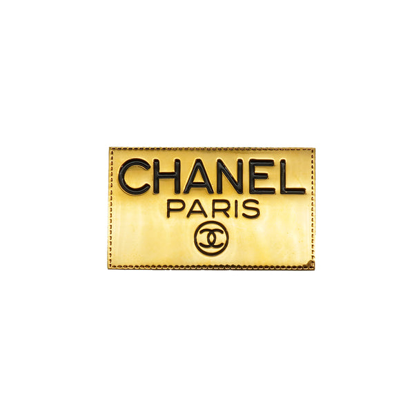 VINTAGE CHANEL BROOCH LOGO PLATE GOLD ACCESSORY 90338268